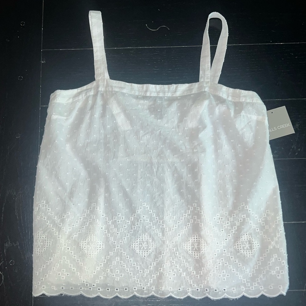NWT White Eyelet Tank Top